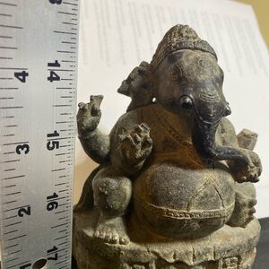 Intricate Black Stone Ganesha Statue